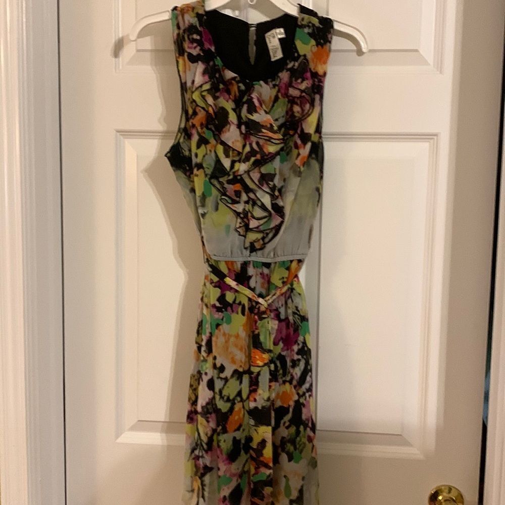 Emma & Michelle size 12 sleeveless belted floral lined dress